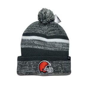 Cleveland‎ Browns '47 NFL Knit Beanie Pom Gray Stripes Football Winter Hat NEW